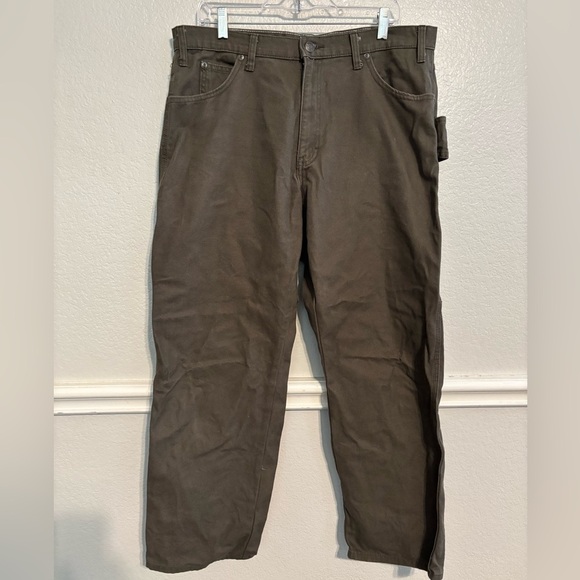 Dickies Olive Green Men’s Carpenter Jeans Size 36x30 - Picture 1 of 3